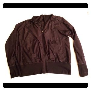 Black monochromatic polka dot bomber